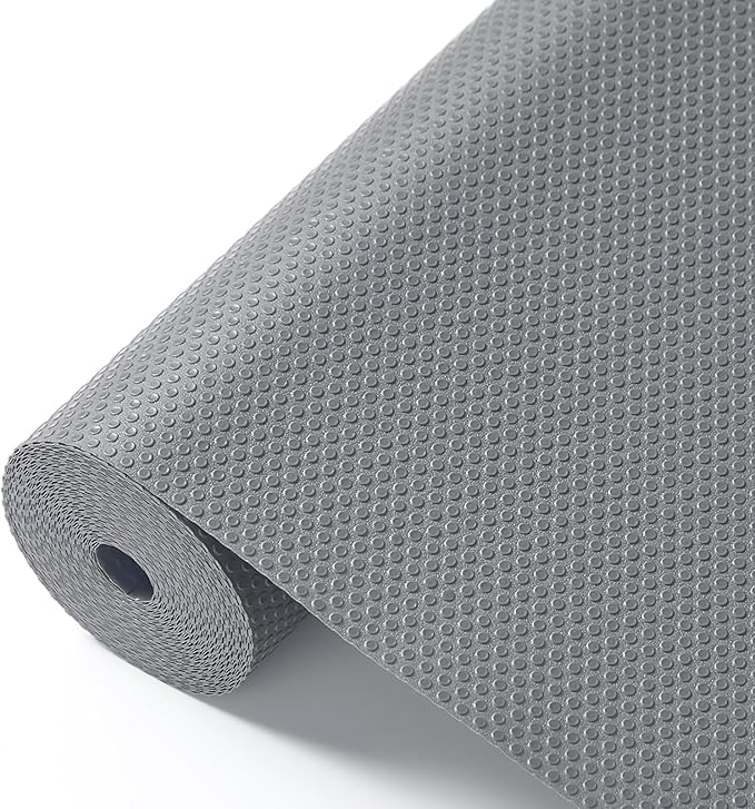 100% EVA Shelf Liner for Kitchen Cabinet, 24" x 240" Drawer Liners Non Adhesive Non Slip Waterproof Plastic Paper, Dresser Pantry Bathroom Refrigerator Protector, Grey