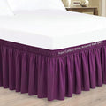 Purple Wrap Around Bed Skirts with 16" Drop - Three Sides Fabric Adjustable Elastic Dust Ruffle Silky Soft -600 TC Stretchy Bed Skirt-Short Queen(60"X 75") Purple