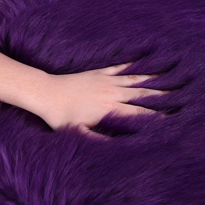 uxcell Heart Shaped Rugs for Bedroom,Small Aesthetic Carpet Girls,Cute Shaggy Floor Mirror Mat,Pastel Furry Throw Rug 2.3ftx3ft, Purple