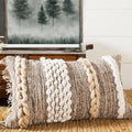 Decorative Boho-Chic Lumbar Pillow Cover 12x20 Premium Handwoven Tufted Cotton &Wool Accent Pillows, Earthy Color Throw Cushion, Farmhouse & Bohemian Home Decor (Limited Edition Cover Only)