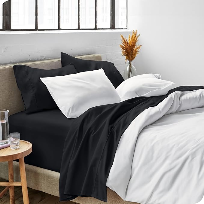 Bare Home Twin XL Sheet Set - 1800 Ultra-Soft Microfiber Twin Extra Long Bed Sheets - Double Brushed - Deep Pockets - Easy Fit - Extra Soft - 3 Piece Set - Bed Sheets & Pillowcases (Twin XL, Black)