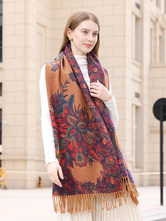 Wander Agio Warm Fashion Scarf Long Shawl Large Blanket Winter Wraps Scarves for Women Cashmere Jacquard Vintage Paisley