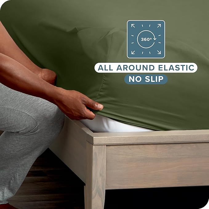 Bare Home 2-Pack Fitted Bottom Sheets Short Queen - Premium 1800 Ultra-Soft Wrinkle Resistant Microfiber - Deep Pocket (Short Queen, Cypress)