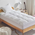 SLEEP ZONE Mattress Topper Twin Size, Extra Thick Fitted Mattress Pad for Back Pain, Plush and Support Mattress Cover, Deep Pockets Mattress Protector, Hotel Quality (White, Twin)