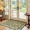jinchan Elora 3x5 Floral Rug for Entryway Washable Kitchen Rug Vintage Romance Design Christmas Small Mat Non Slip Indoor Doormat Lightweight Low-Profile Throw Carpet for Entrance Bathroom, Green