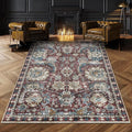 RUGSURE Washable Area Rugs - Perfect for Living Room, Bedroom, Kids Room, Nursery - Stain & Water Resistant Non-Slip, Pet & Child Friendly, Vintage Tribal Area Rugs (Burgundy and Blue, 3' x 5 ')