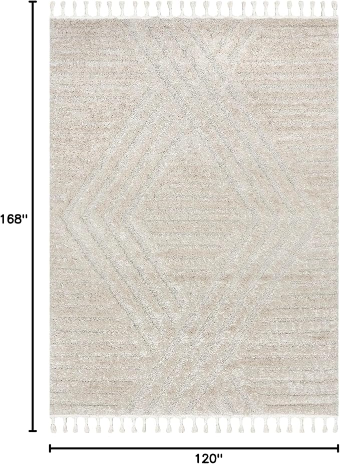 nuLOOM Risette Beige, 10' x 14', Geometric, Soft and Textured, High Traffic, Stain Resistant, Easy Clean, Durable Area Rug for Bedroom, Living Room, Dining Space, Den, Foyer, Entryway