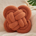 Xiashrk Knot Pillow Ball, 12" Soft Decorative Throw Pillows for Couch Bed, Rust Red Knotted Plush Throw Pillow Handmade Square Cushion Home Couch Decor Pillows for Living Room