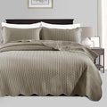 IR Imperial Rooms King Quilt Bedding Set Size (106" x 96") + 2 Pillow Shams (20" x 36"+ 2") - 3 Pcs All Season Lightweight Reversible Microfiber Coverlet Embossed Quilt Bedspread (Beige)