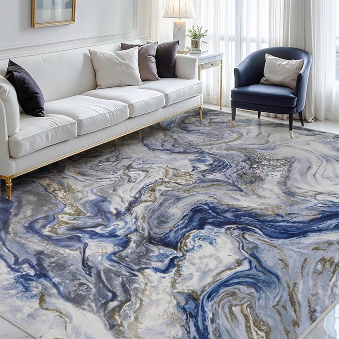 6x9 Area Rugs for Living Room, Modern Abstract Rug for Bedroom, Contemporary Machine Washable Rug, Large Stain Resistant Carpet for Dining Room Playroom Home Office, Pet & Kids Friendly