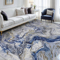4x6 Washable Area Rugs for Living Room, Blue Modern Abstract Rug Entryway Kitchen Non Slip Throw Rug, Stain Resistant Carpet for Dining Room Playroom Bedroom, Pet & Kids Friendly