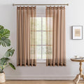 Sheer Pinch Pleat Curtains 63 Inch Length for Bedroom Soft Touch Light Filtering Mocha Moose Curtain Panels Pleated Drapes with Adjustable Hooks, Mocha Moose, 42" W x 63" L, 2 Panels