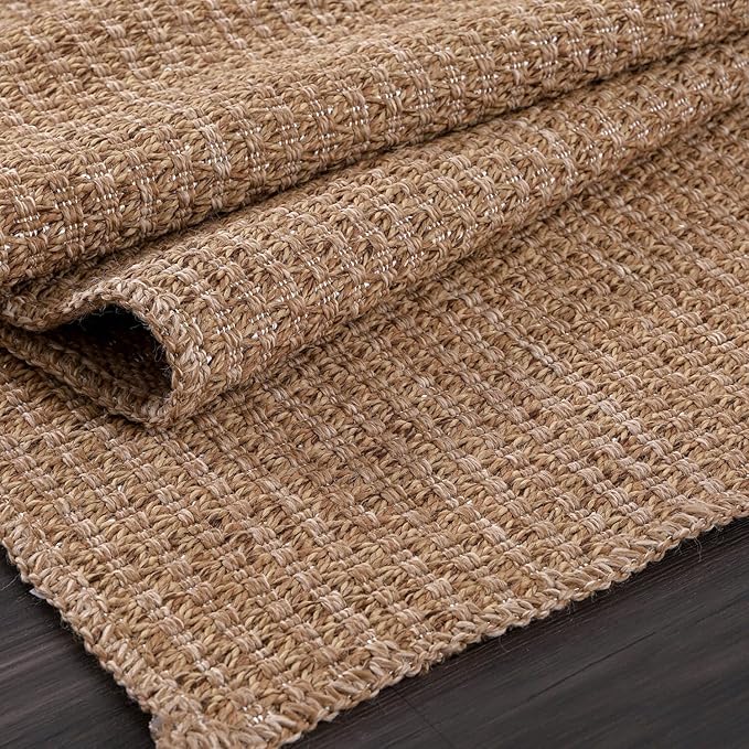 Easy Jute Rug 5x7 Indoor Outdoor Natural Rugs Solid Fiber Rug Woven Area Rug Boho Easy Clean Inside Carpet for Living Room Bedroom Dining Room Hallway or Outdoor Patio Porch (5 X 7 Natural)