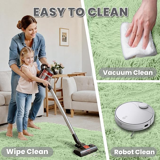 5x7 Area Rugs for Living Room Rug: Soft Fluffy Shag Mint Green Rugs for Bedroom, Non-Slip Large Fuzzy Plush Rug Indoor Floor Carpet for Nursery Kids Boys Girls Room, Dorms, Playroom, Modern Home Decor