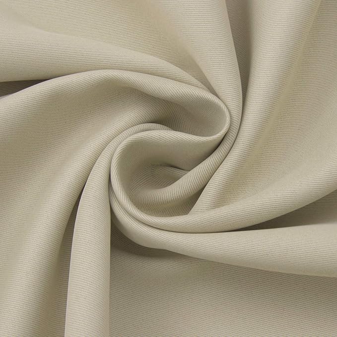 BGment Rod Pocket Room Darkening Curtains 48 Inches Length - Thermal Insulated Beige Blackout Window Drapes for Bedroom, 42 x 48 Inch, 2 Panels