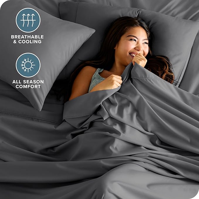 Bare Home RV Bunk Sheet Set - 1800 Ultra-Soft Microfiber - Double Brushed - Deep Pockets - Easy Fit - 3 Piece Set - Bed Sheets (RV Bunk (30x75), Grey)