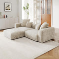 JACH Corduroy Modular Sectional Couch, Oversized Sectional Sofa with Chaise Ottoman, Cushion Covers Removable, Modern Deep 2-Seat Couches for Living Room, Office (Beige)