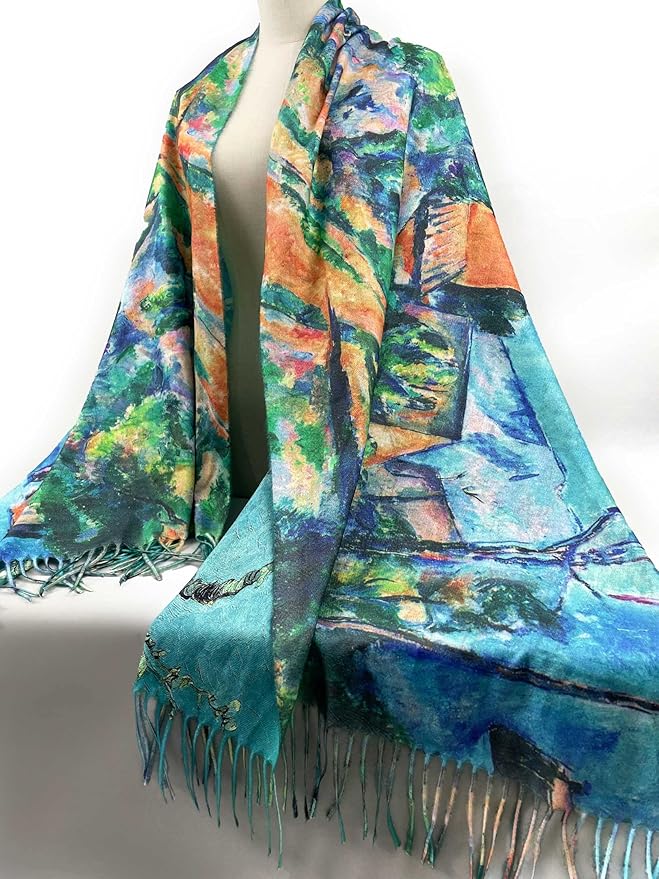 VENVSBEE Reversible Scarf Soft Large Shawl Wrap Blanket Double Sided Art Print Warm Pashmina Stoles Klimt Van Gogh Gifts