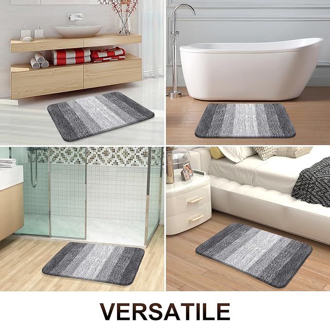 OLANLY Bathroom Rugs Mat 44x32, Extra Soft Absorbent Microfiber Bath Rugs, Rubber Backing, Quick Dry, Machine Washable Bath Mats for Bathroom Floor, Tub and Shower, Home Decor Accessories, Grey