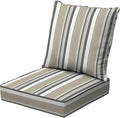 Arden earthFIBER Outdoor Deep Seat Cushion Set, 24 x 24, Rain-Proof, Fade Resistant, Deep Seat Bottom and Back Cushion for Chair, Sofa Taupe Grey Boardwalk Stripe