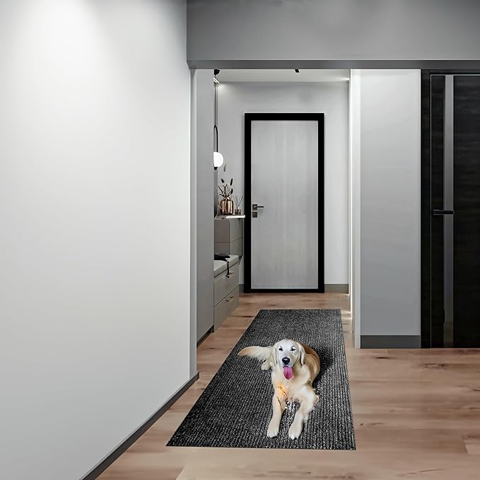 sigun Modern Non-Slip Hallway Runner Rug – Washable, Stain-Resistant & Custom Size – Durable Indoor/Outdoor Carpet for Entryway, Kitchen, Porch, Balcony, Patio & Garage – High-Traffic | Black - 2 x 8