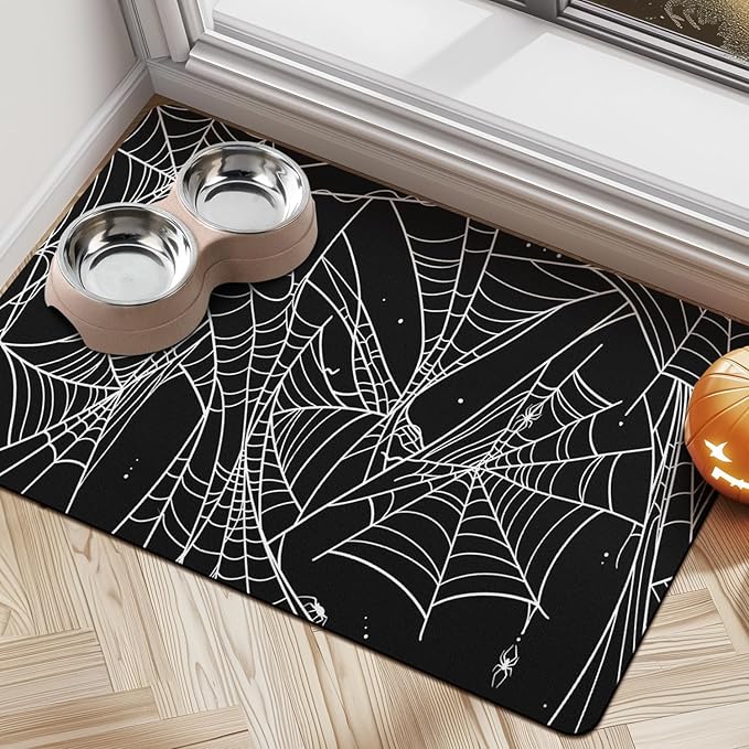 Halloween Dog Food Mats for Floors, Absorbent Dog Bowl Mat for Food and Water Dispenser Mat, Quick Dry Cat Food Mat Pet Supplies