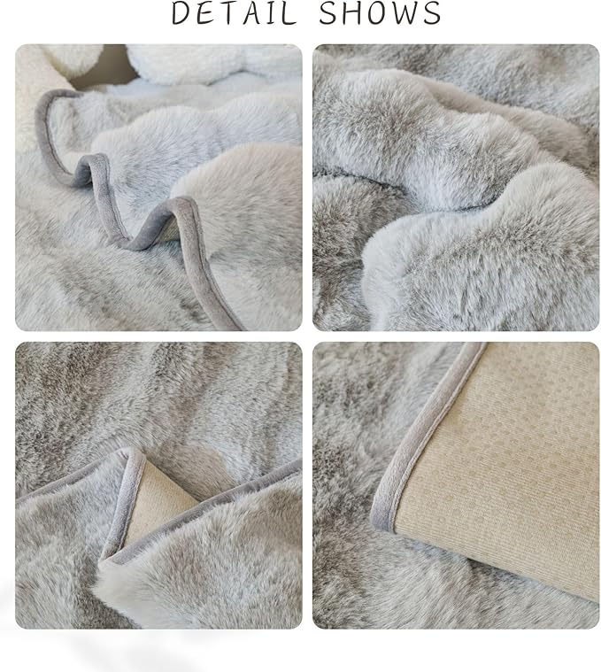 Faux Fur Couch Cover Fuzzy Soft Plush Thick Bubble Sofa Cover Luxury Sectional Couch Covers Luxury Anti-Slip Sofa Slipcover Washable Furniture Protector (Light Grey,36"x70")
