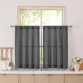 Simplebrand Grey Short Faux Linen Textured Cafe Kitchen Curtains 36 Inch Length 2 Panels, Over Sink Semi Sheer Farmhouse Light Filtering Panels Rod Pocket Drapes for Bathroom Window, 40 x 36 Inch
