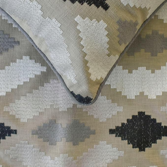 The HomeCentric King/Queen/Twin Beige Decorative Bed Runner Full 68"x18" Bed Runner with Two Pillow Cover, Embroidery,Aztec Bed Scarf on Linen Fabric - Thread Tale