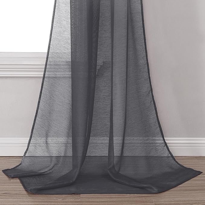 DONREN Dark Grey Window Scarf for Outdoor Decoration - Add Luxury Beautiful Elegant Effect to Curtain Panels (1 Panel, 34 x 216 Inches Long)