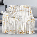 Gold Marble Throw Blanket for Couch, Super Soft Fuzzy Throws Warm Comfortable Plush Fleece Blanket, Fashion Decorative Flannel Fleece Blanket for All Season(50 x 60 in, Gold Marble)