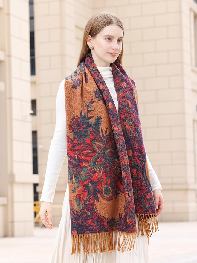 Wander Agio Warm Fashion Scarf Long Shawl Large Blanket Winter Wraps Scarves for Women Cashmere Jacquard Vintage Paisley