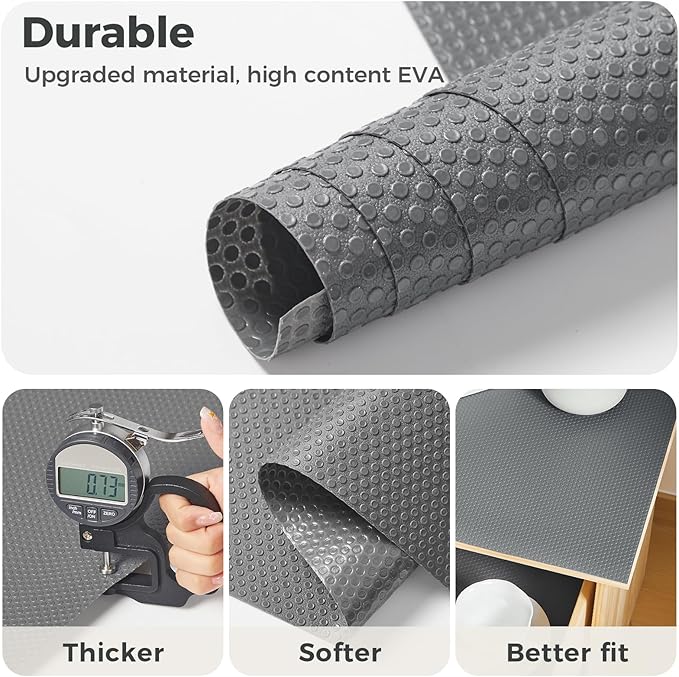 100% EVA Shelf Liner for Kitchen Cabinet, 24" x 240" Drawer Liners Non Adhesive Non Slip Waterproof Plastic Paper, Dresser Pantry Bathroom Refrigerator Protector, Grey
