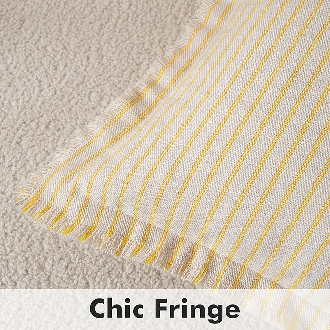 MIULEE Pack of 2 Yellow Pillow Covers 24x24 Inch Striped Farmhouse Couch Throw Pillow Covers with Fringe Chic Cotton Decorative Euro Sham Cushion Covers for Summer Sofa Living Room Bed Home Decor