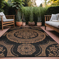 Medallion Outdoor Rug 6x9 Washable Outside Carpet for Indoor Patio Porch Waterproof Easy Cleaning Non Shedding Area Rugs Nut Brown 6 x 9