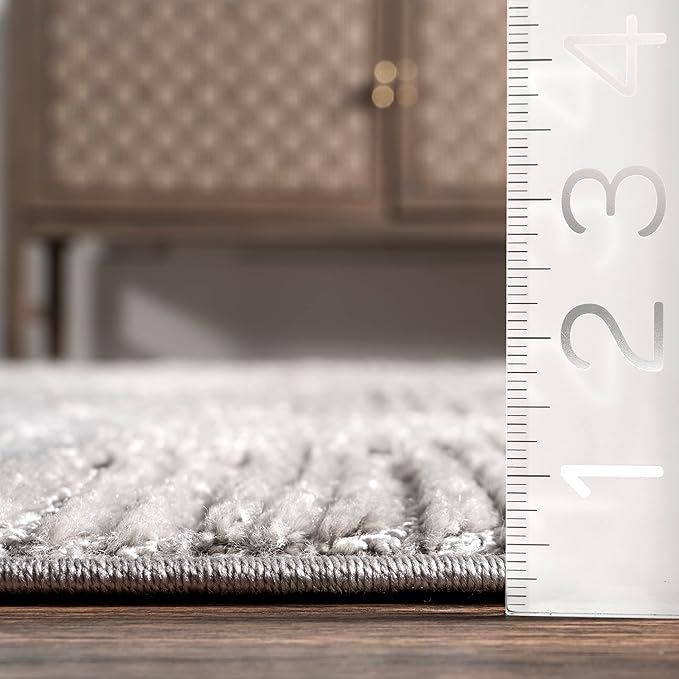 nuLOOM Kerry Light Grey, 4' x 6', Geometric, Soft and Cozy, High Traffic, Stain Resistant, Easy Clean, Durable Area Rug for Bedroom, Living Room, Dining Space, Den, Foyer, Entryway