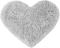 uxcell Heart Shaped Faux Fur Rug,Small Fluffy Carpet Girls,Cute Floor Mirror Mat,Throw Rugs for Bedroom Light Gray