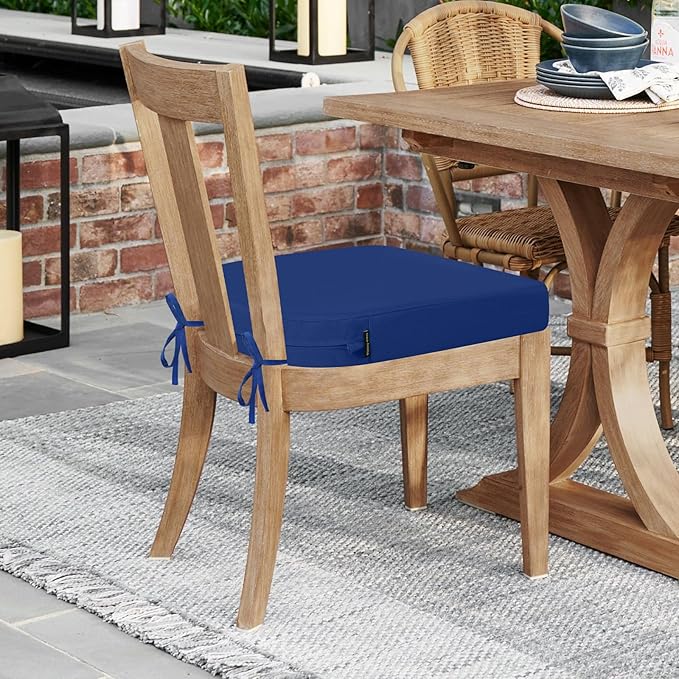 idee-home Outdoor Chair Cushions Set of 4, Thick 19" x 19" x 3" Outdoor Seat Cushions Patio Furniture Waterproof with Ties, Dining Pads