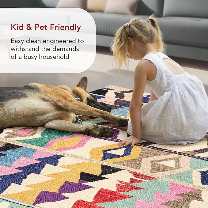 Nuloom Ofelia Handmade, Multicolor/Black, 2'6" x 14', Geometric, Wool, Soft and Cozy, High Traffic, Stain Resistant, Easy Clean, Durable Runner for Bedroom, Living Room, Dining, Den, Foyer