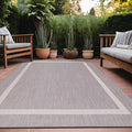 Bordered Outdoor Rug 5x7 Washable Outside Carpet for Indoor Patio Porch Waterproof Easy Cleaning Non Shedding Area Rugs Gray 5 x 7
