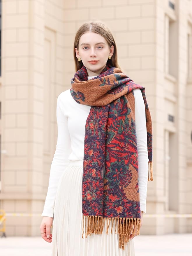 Wander Agio Warm Fashion Scarf Long Shawl Large Blanket Winter Wraps Scarves for Women Cashmere Jacquard Vintage Paisley