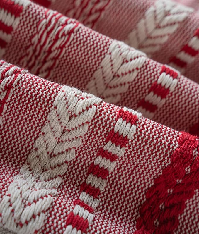 Christmas Pillow Covers 18x18 Inch Set of 2, Farmhouse Boho Christmas Decorative Couch Pillow Cases, Red Accent Pillows of Bed, Sofa Bedroom Living Room Home Decor Cushion Cover