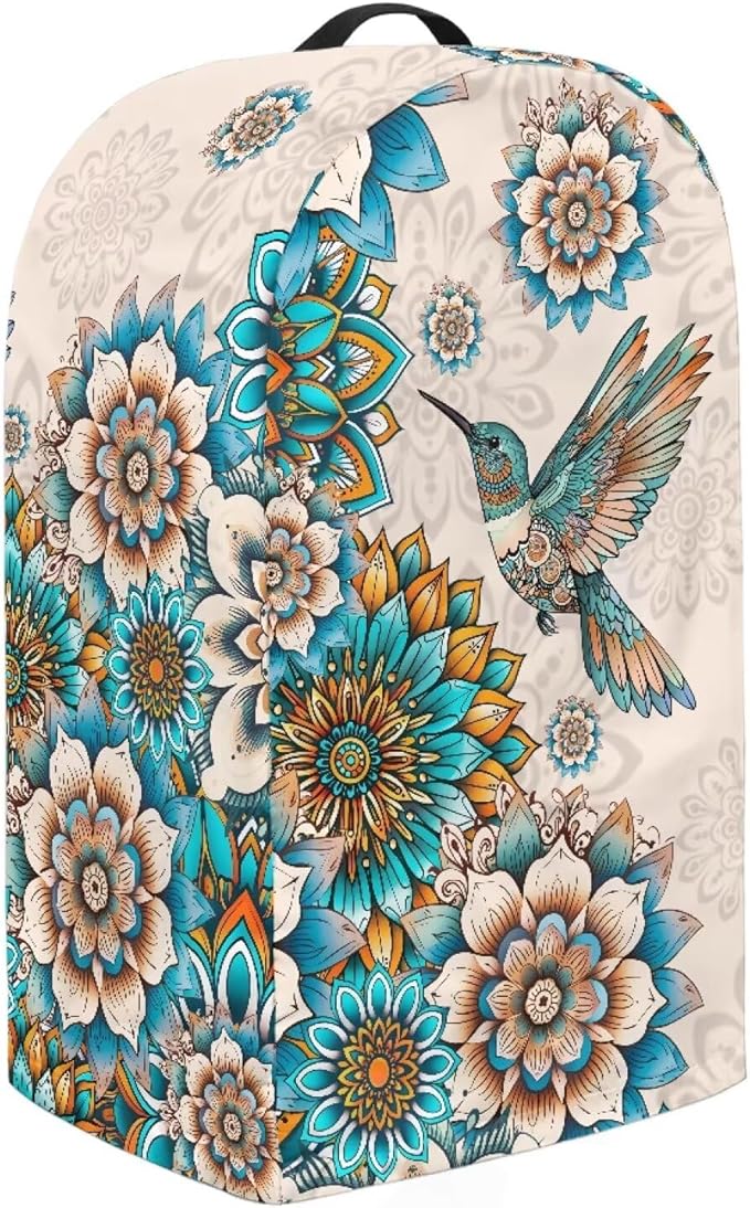Bohe Flower Birds Blender Dust Covers with Drawstring, Stand Mixer or Coffee Maker Appliance Cover, Anti Fingerprint Dust Proof Stain Resistant Blender Cover for Home Kitchen
