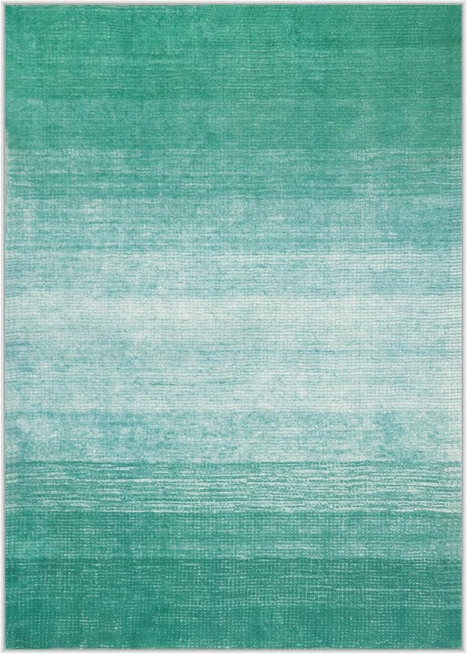Wonnitar Modern Ombre 5x7 Teal Rugs for Living Room, Non-Shedding Stain Resistant Dining Table Large Rug, Washable Abstract Non-Slip Bedroom Throw Carpet for Apartment Entrance (Teal, 5'x7')