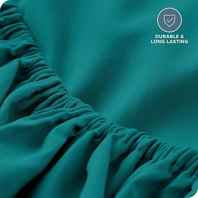 Bare Home Fitted Bottom Sheet Full Size - Premium 1800 Microfiber - Ultra-Soft Hotel Luxury - Deep Pocket - Durable and Long Lasting - Fitted Sheet (Full, Emerald)