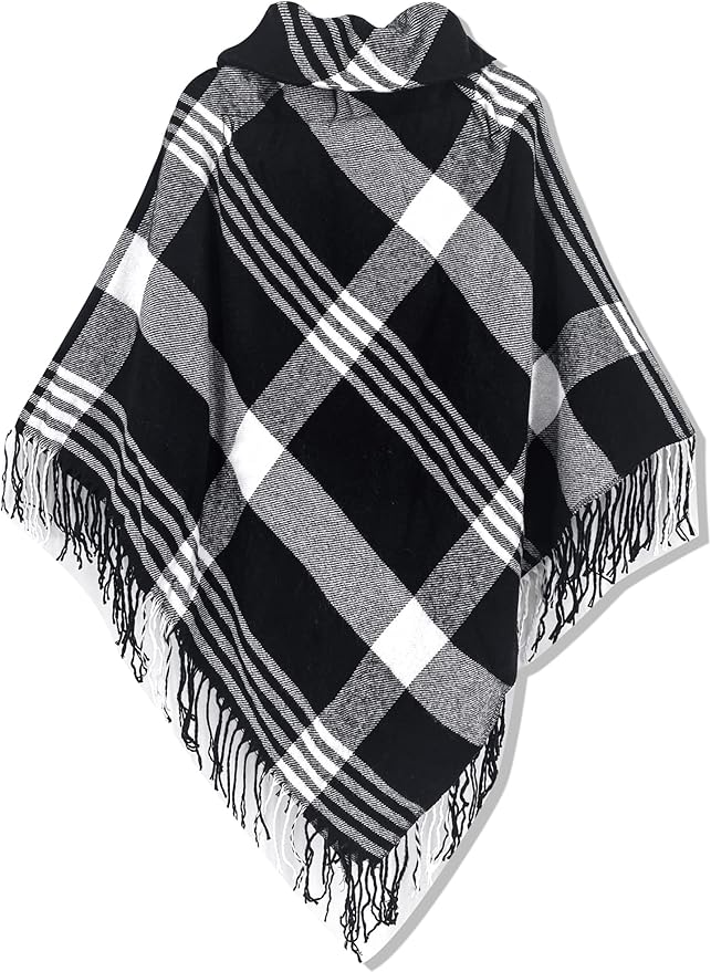 Moss Rose Women's Travel Plaid Shawl Wrap Open Front Poncho Cape for Fall Winter