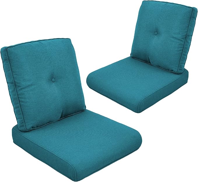 Patio Cushions for Outdoor Furniture - 22" x 25" x 4" UV Resistant Thick Foam Cushions Water Resistant Replacement Cushion for Outdoor Patio Furniture Chair/Sofa/Couch | Peacock Green | 2-Pack |