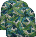 RSH DECOR: Tufted U-Shape Wicker Seat Cushions Set of 2 | 19” x 19” | All-Weather Spun Fabric | Water-Resistant | Outdoor Chair Cushions for Patio Furniture | Balmoral Opal