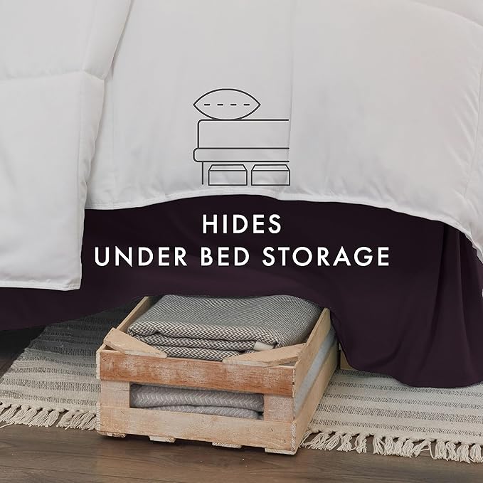 Linen Market Bed Skirt - Ultra Soft Microfiber - Easy Fit with 14 Inch Tailored Drop - Hotel Quality, Shrinkage & Fade Resistant - Bed Cover - Twin Bed Skirts - Bedroom Décor - (Twin, Purple)