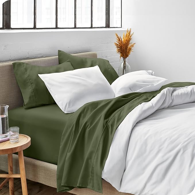 Bare Home Full XL Sheet Set - Luxury 1800 Ultra-Soft Microfiber Full Extra Long Bed Sheets - Double Brushed - Deep Pockets - Easy Fit - 4 Piece Set - Bedding Sheets & Pillowcases (Full XL, Cypress)